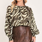 ESPRESSO ZEBRA DRIFT WOVEN TOP