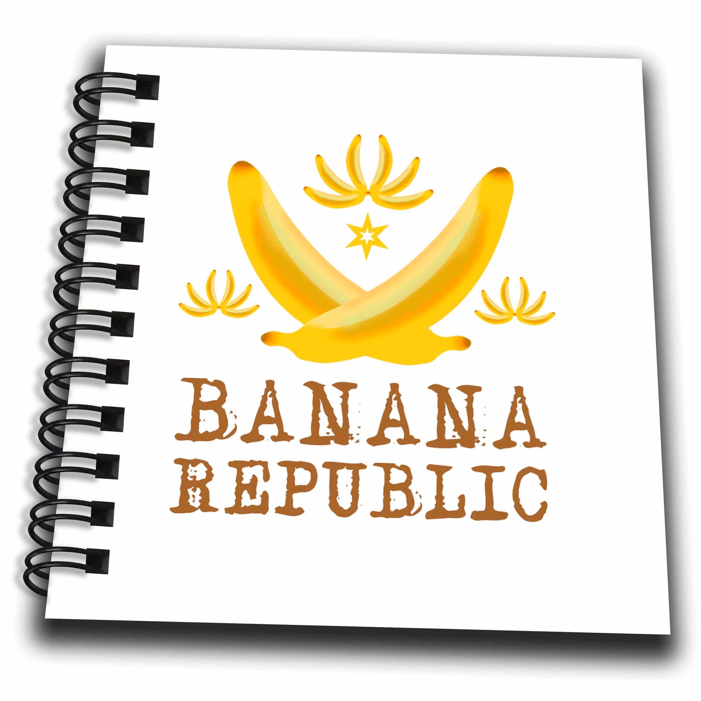 3dRose An emblem made from yellow bananas. A text Banana Republic - Drawing Books (db_351406)
