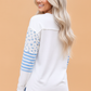 Floral Stripe Patchwork Reverse Seam Long Sleeve Top