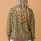 Leopard Polka Dot Colorblock Trim Long Sleeve Top