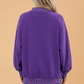 Polka Dot Contrast Trim Mock Neck Sweatshirt