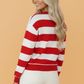 Christmas HOLLY JOLLY Embroidered Stripe Sweatshirt