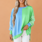 Colorblock Gingham Sleeve Long Sleeve Sweatshirt