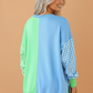 Colorblock Gingham Sleeve Long Sleeve Sweatshirt