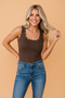 Solid Studded Scoop Neck Ribbed Tank Top