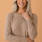 Solid Buttoned Bishop Long Sleeve Crew Neck Sweater