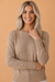 Solid Buttoned Bishop Long Sleeve Crew Neck Sweater