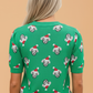 Christmas Dog Print Short Puff Sleeve Knit Top