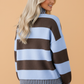 Stripe Contrast Mock Neck Drop Shoulder Sweater