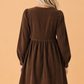 Bow Tie Front Corduroy Long Sleeve Mini Dress