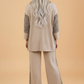 Leopard Patchwork Corded Knit Top & Pants Set