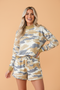 Camo Mock Neck Long Sleeve Top & Shorts Set