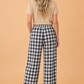 Gingham Elastic Waist Wide Leg Pants
