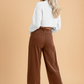 Solid Corduroy Drawstring Waist Pleated Barrel Pants