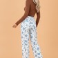 Floral Denim Tie Waist Straight Leg Jeans