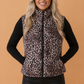 Leopard Quilted Sleeveless Zip Up Puffer Vest