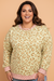 Plus Size Leopard Polka Dot Contrast Trim Long Sleeve Top