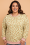 Plus Size Leopard Polka Dot Contrast Trim Long Sleeve Top