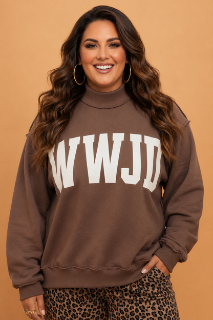Plus Size WWJD/AMEN Reversible Exposed Seam Sweatshirt