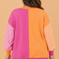 Plus Size Colorblock Gingham Patchwork Split Hem Sweatshirt