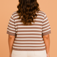 Plus Size Stripe Short Sleeve Button Front Cardigan