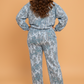 Plus Size Abstract Camo Top & Drawstring Pants Set