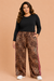 Plus Size Leopard Side Stripe Wide Leg Pants