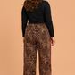 Plus Size Leopard Side Stripe Wide Leg Pants