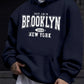 Best-selling Men's Oversized Long-Sleeved Hooded Jacket for Autumn-Winter. Brooklyn New York Letter-Printed Couple Hoodie