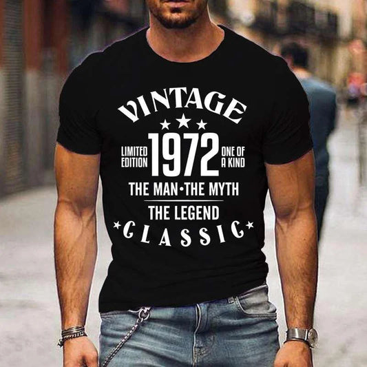 Vintage 1972 The Man The Myth The Legend Classic T-shirts For Men Summer Tee Shirt Femme Casual Short Sleeve Round Neck Tops T