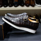 Men's Leather Casual Shoes Crocodile Pattern Luxury Brand Handmade Single Buckle Monk Strap Sneakers Flat Dress Shoes for Men