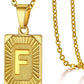 Initial Pendant Necklace for Women Simple Stainless Steel Cuba Link Charm Letter Square Necklace Men Jewelry Couple Gift