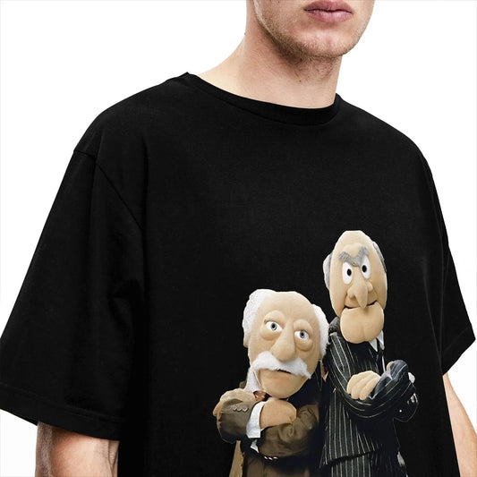 Vintage T Shirt Summer Statler And Waldorf Cartoon T-Shirts  Pure Cotton Tshirt for Man Y2K Casual Big Size Short Sleeve Tees