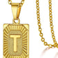Initial Pendant Necklace for Women Simple Stainless Steel Cuba Link Charm Letter Square Necklace Men Jewelry Couple Gift