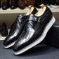 Men's Leather Casual Shoes Crocodile Pattern Luxury Brand Handmade Single Buckle Monk Strap Sneakers Flat Dress Shoes for Men