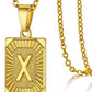 Initial Pendant Necklace for Women Simple Stainless Steel Cuba Link Charm Letter Square Necklace Men Jewelry Couple Gift