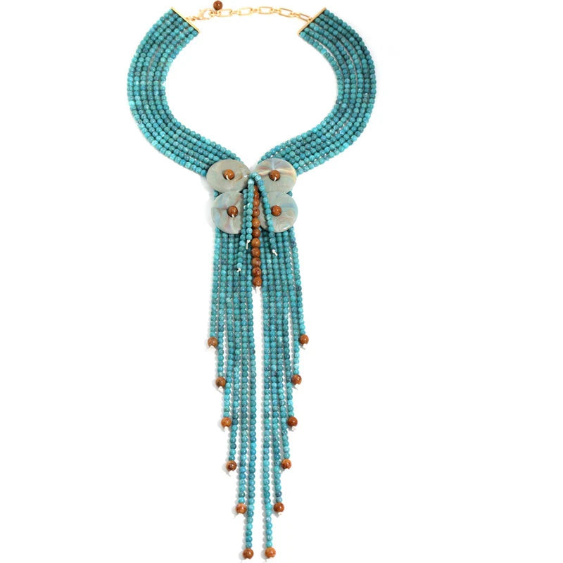 Statement Boho Long Acrylic Bead Necklace Handmade for Women Wedding Party Jewelry
