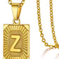 Initial Pendant Necklace for Women Simple Stainless Steel Cuba Link Charm Letter Square Necklace Men Jewelry Couple Gift