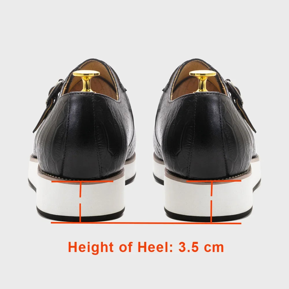 Men's Leather Casual Shoes Crocodile Pattern Luxury Brand Handmade Single Buckle Monk Strap Sneakers Flat Dress Shoes for Men