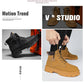 Men's high top boots four season outdoor work shoes anti slip and comfortable yellow boots fashion British casual leather boots