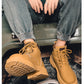 Men's high top boots four season outdoor work shoes anti slip and comfortable yellow boots fashion British casual leather boots
