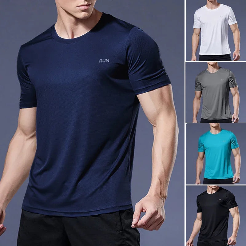 Summer Men Ice Silk t Shirt Short Sleeve t-Shirt Breathable Casual Tops Shirts Quick Dry Running Gym t-Shirts For Men Clothing