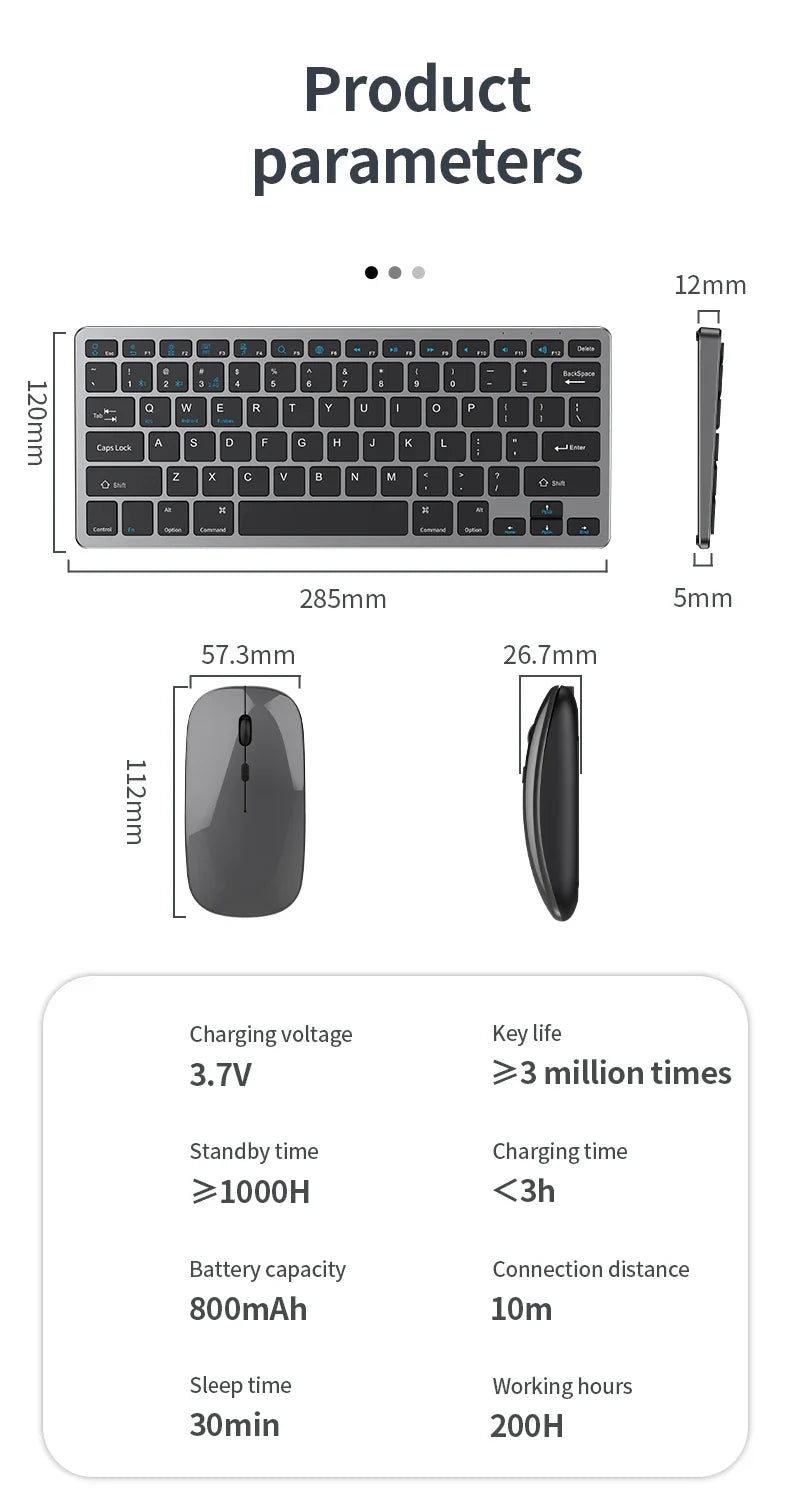 NexusClick Wireless Ergonomic Keyboard Mouse Combo - Rechargeable Mini Multimedia Set for PC, Laptop, MacBook