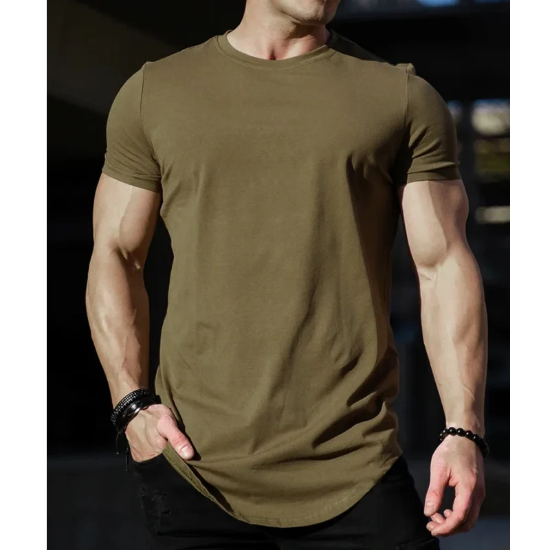 Muscle Fitness T-shirt Summer Men's Athleisure Workout short sleeve T-shirt High Quality cotton Men T-shirt Gym Sport Shirt Tops