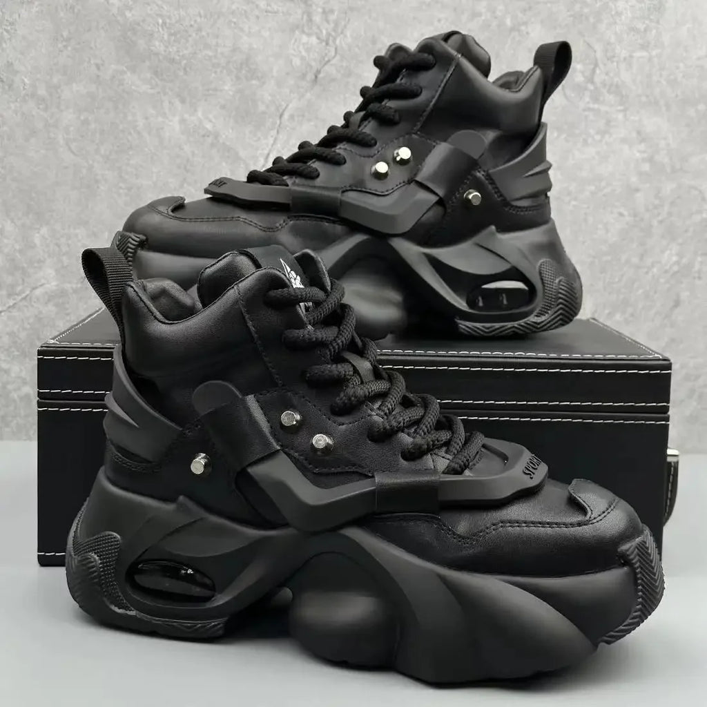 Men's Boots High Top  New Trend Wear-resistant Synthetic Leather Boots Casual Lace Up Height Increasing Fashion Boots 2025