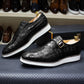 Men's Leather Casual Shoes Crocodile Pattern Luxury Brand Handmade Single Buckle Monk Strap Sneakers Flat Dress Shoes for Men