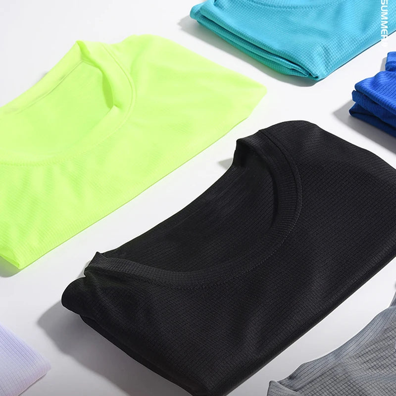 Summer Men Ice Silk t Shirt Short Sleeve t-Shirt Breathable Casual Tops Shirts Quick Dry Running Gym t-Shirts For Men Clothing