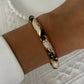 Elegant Enamel Dropped Glaze Flower Texture Bracelet For Women Retro Gold Plated Evil Eye Floral Zircon Bangle Party Jewelry
