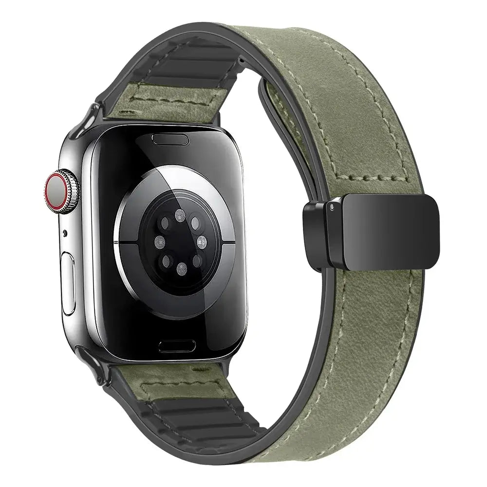Bracelet en Cuir Véritable pour Apple Watch - Fermeture Magnétique Élégante