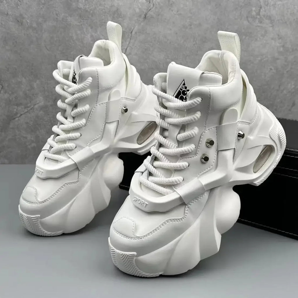 Men's Boots High Top  New Trend Wear-resistant Synthetic Leather Boots Casual Lace Up Height Increasing Fashion Boots 2025